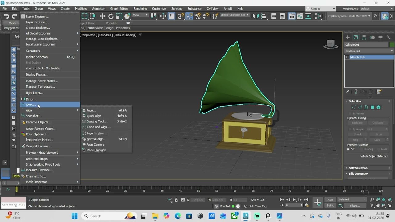 gramophone modeling break down in 3ds max software.. 