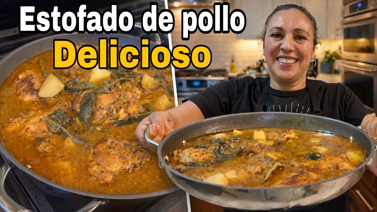 Estofado de Pollo con Rajas de Chile Poblano | Receta Casera y Deliciosa