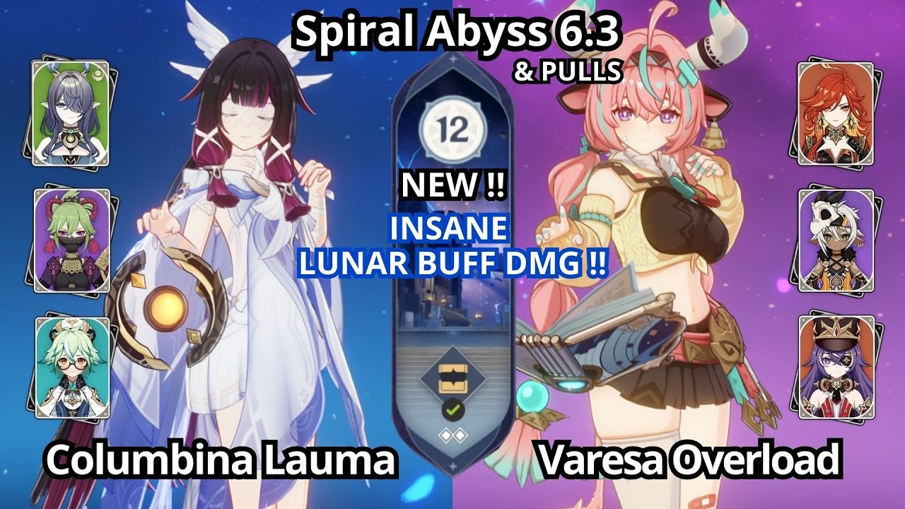 NEW !! C0 Columbina Lauma & C0 Varesa Overload - Spiral Abyss Floor 12 Genshin Impact 6.3