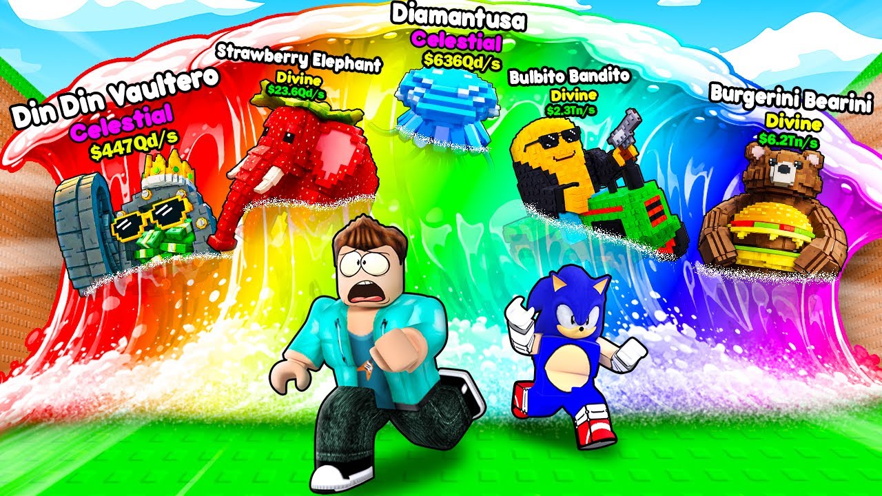 RESCUEING NEW DIVINE BRAINROTS FROM WAVES WEDNESDAY TSUNAMI APOCALYPSE IN ROBLOX !!