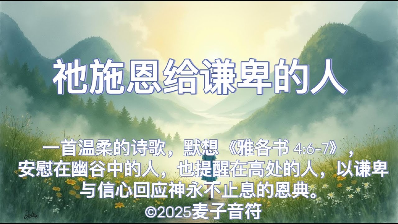 祂施恩给谦卑的人 ｜ 一首温柔而敬畏的诗歌，安慰在幽谷中的人，也提醒在高处的人，以谦卑与信心回应神永不止息的恩典。