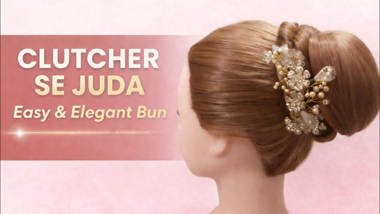 ✨ Clutcher Se Juda | Easy & Elegant Bun Hairstyle | Party Juda @hairqueenrakhi 
