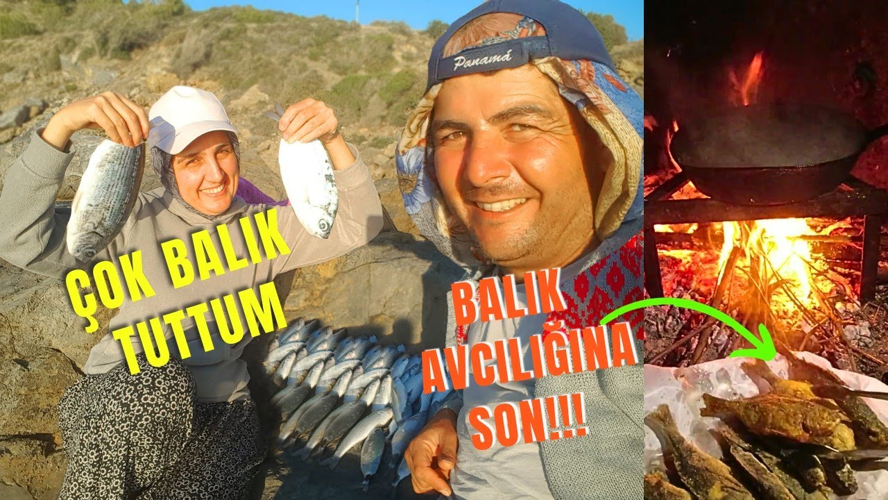 HANIM İLE POŞET DOLUSU_OLTA İLE BALIK AVI_YAKALA PİŞİR YAPTIK balık yakalama uzmanı &ccedil;ıktı bizimki