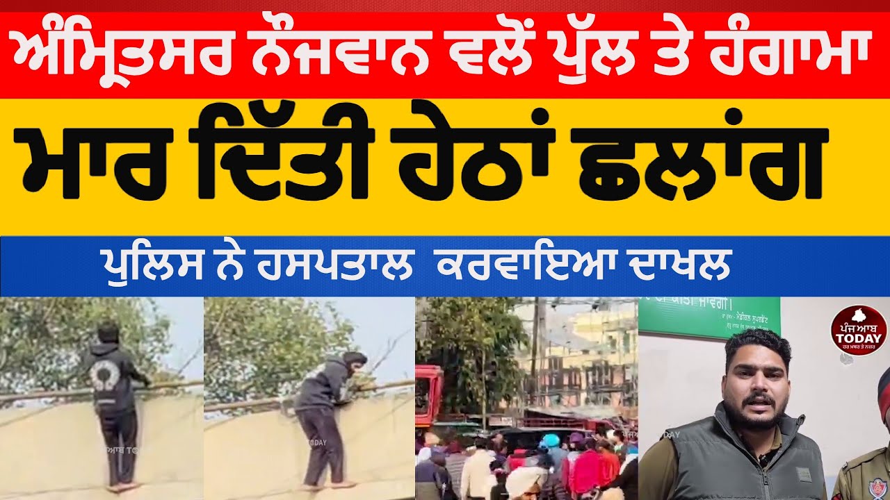 amritsar youth jump from bridge | amritsar nojwan jump from flyover | amritsar news youth jump|