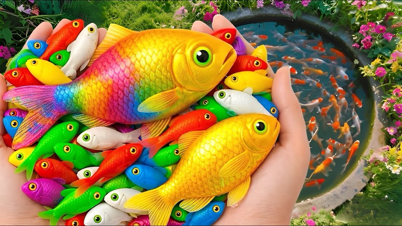 Catch beautiful ornamental fish, swordtails, mollies, baby turtles and angelfish in the giant eggs