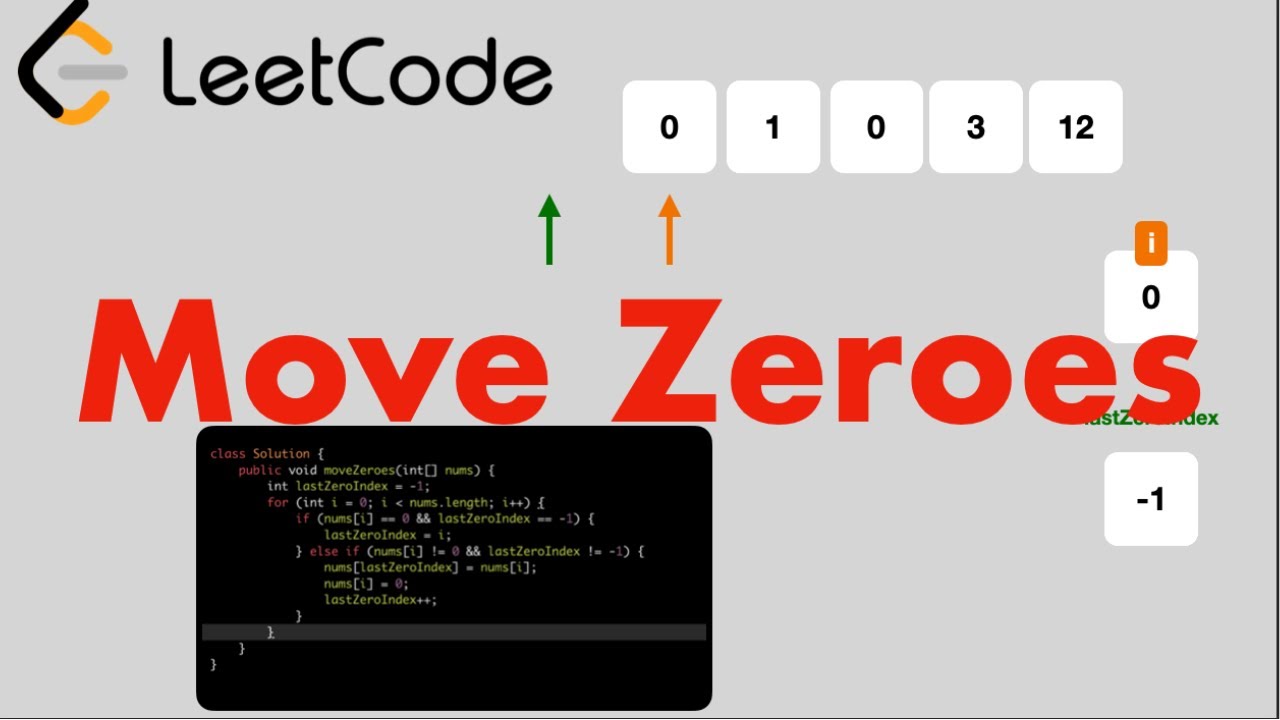 Move Zeroes Leetcode Problem Solution Java O(N) Time complexity
