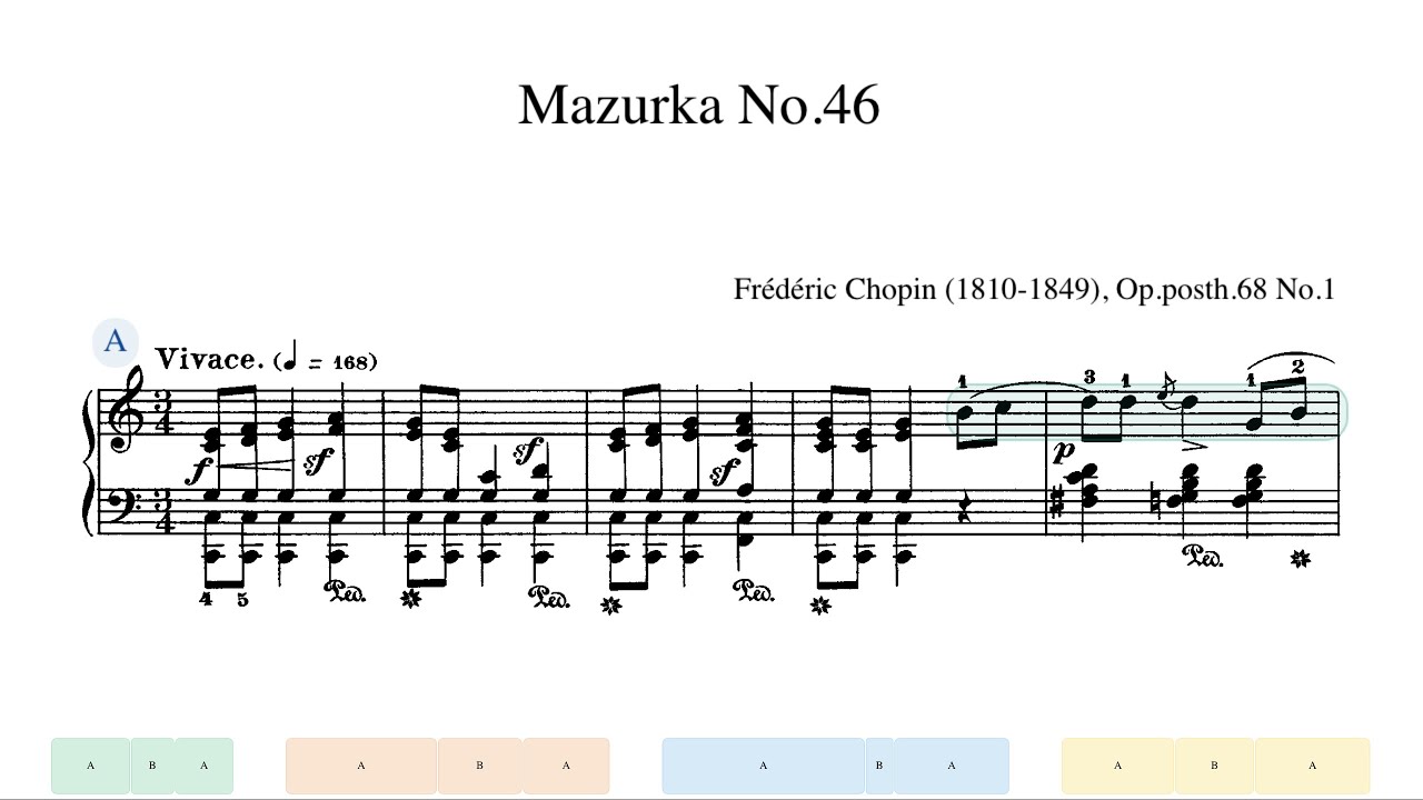 Chopin, 4 Mazurkas (No.46~49), Op.posth.68 No.1~4 (François, Koczalski, Jonas, Harasiewicz)