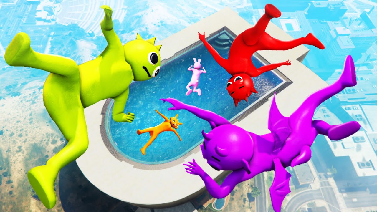 GTA 5 Incredibox Sprunki Squad Massive Water Pool Ragdolls and Jumps