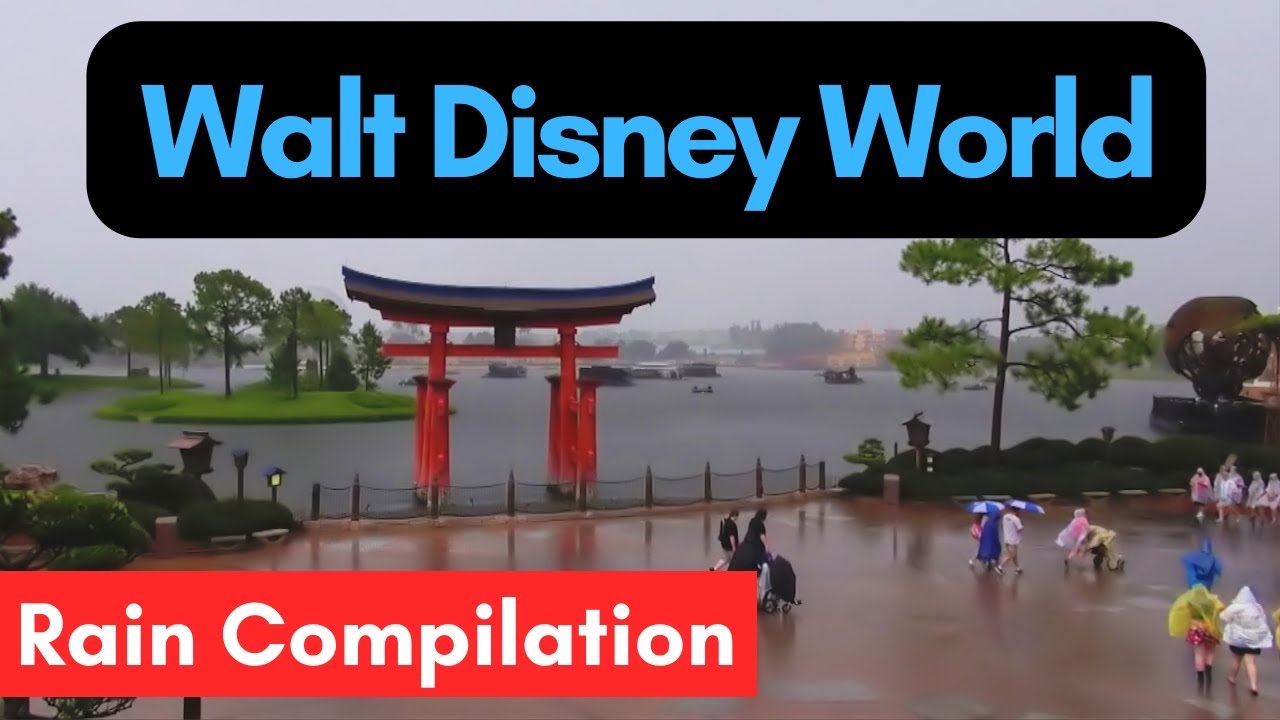 Walt Disney World Heavy Rain Compilation | Disney Monorail, Epcot Japan, Railroad, China and more!