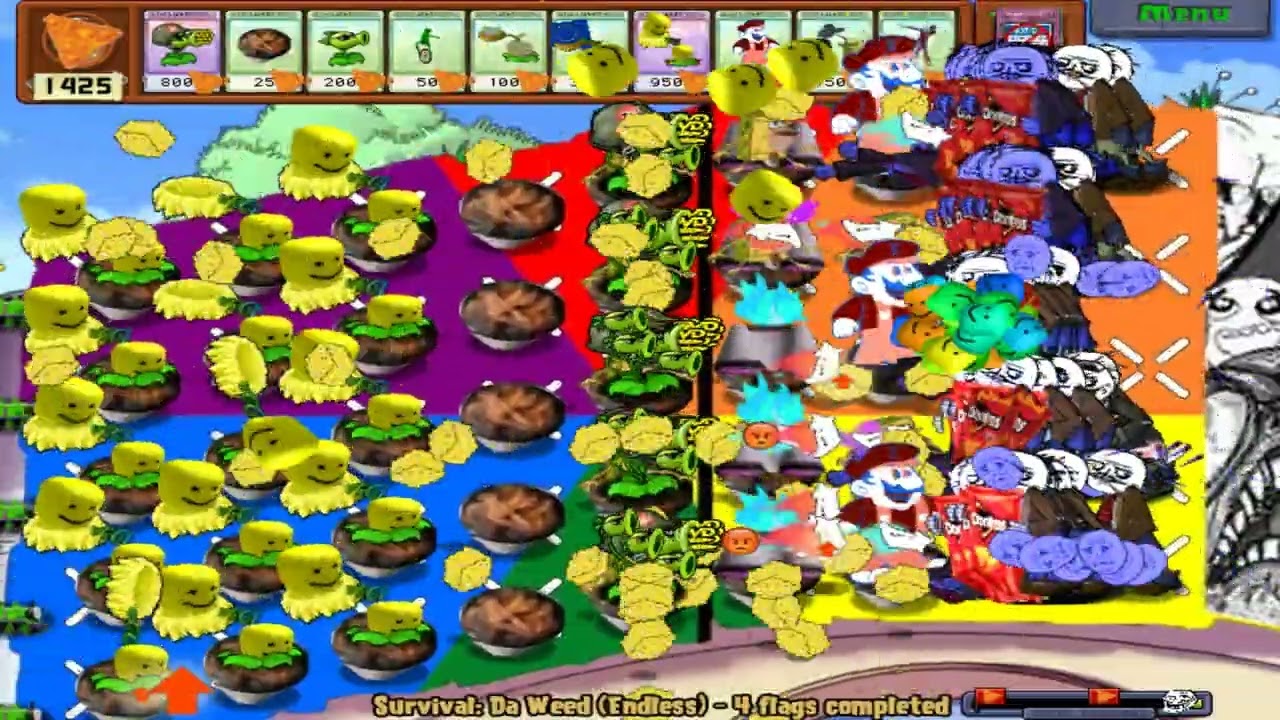 Plants Vs Zombies Mod - Plants Vs Memes // Mod - survival roof // 0 flags to 5 flags
