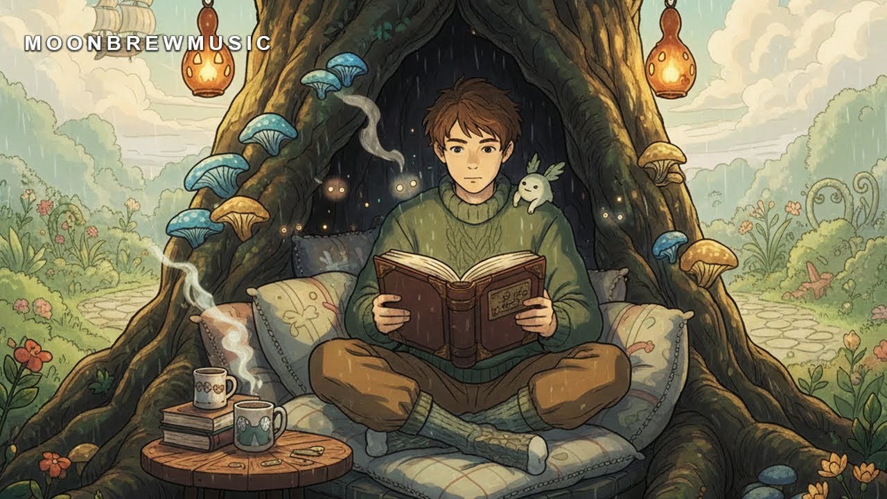 Forest Library Ambience 📚 Cozy Piano for Reading & Deep Focus