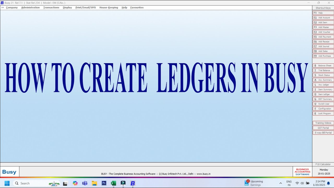 How to Create Account Masters in Busy | Ledger Creation in Busy Accounting