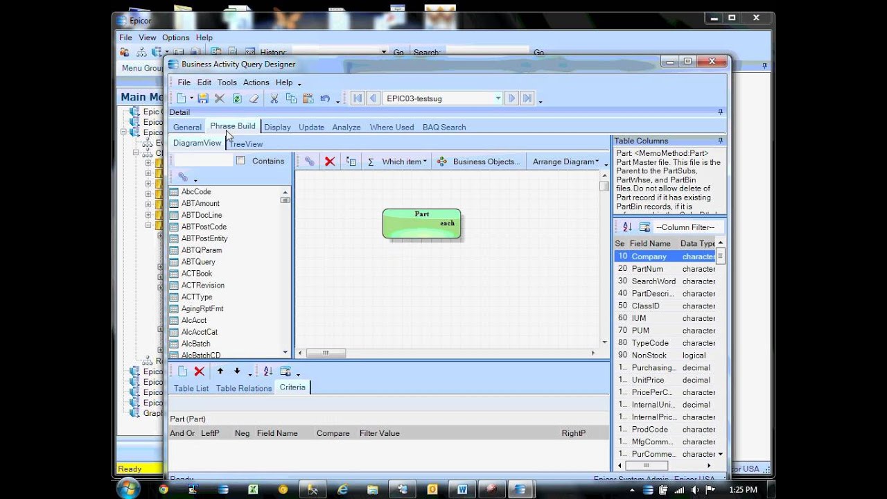 Epicor Dashboard Creation Part 2