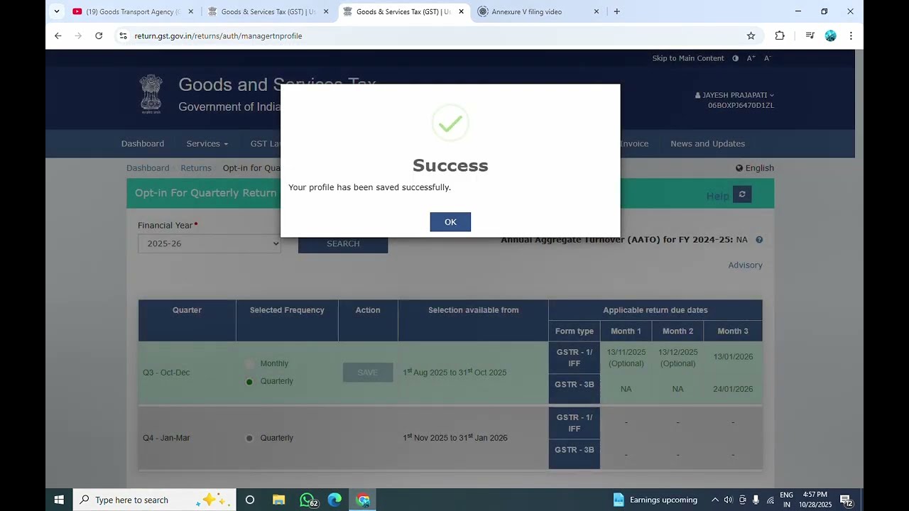 GST Filing Time Change: Monthly to Quarterly | How to Modify GST Return Filing Frequency in 2025