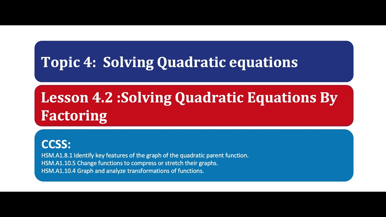 grade 9: Lession 2.4:  Solving quadratic equations using factoring - short video