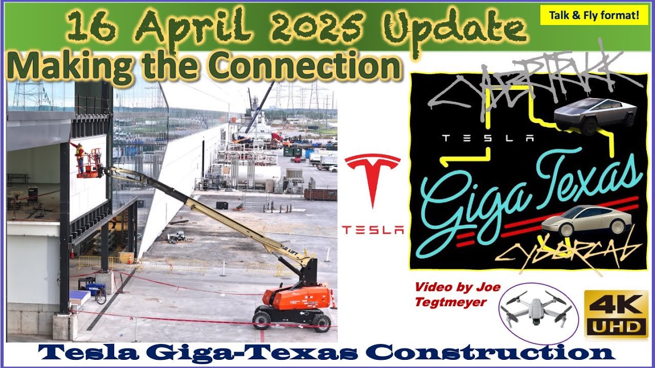 Cybercabs, Autonomous New Cars & Cranes at Work on N Side! 16 April 2025 Giga Texas Update (07:40AM)