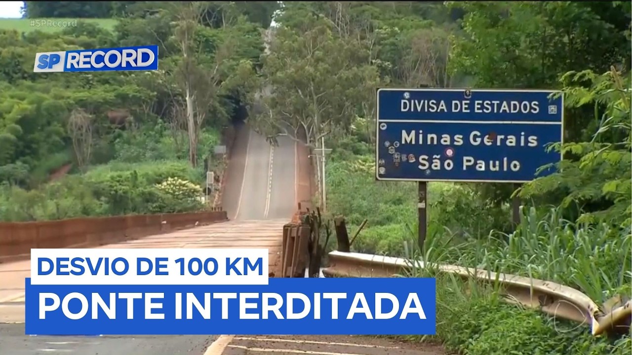 Interdição de ponte entre São Paulo e Minas Gerais causa transtornos a moradores