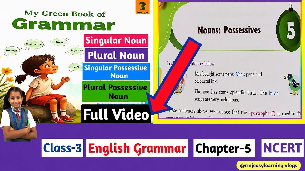 Nouns:Possessives Class-3 SingularPluralPossessiveNoun Pluralsingular Noun EnglishGrammar#ncert#aps