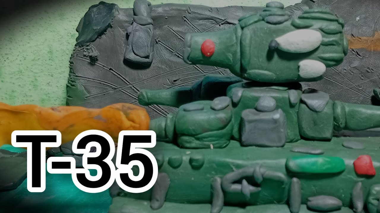 Т-35! БИТВА ЗА советскую базу мультики про танки из пластилина 