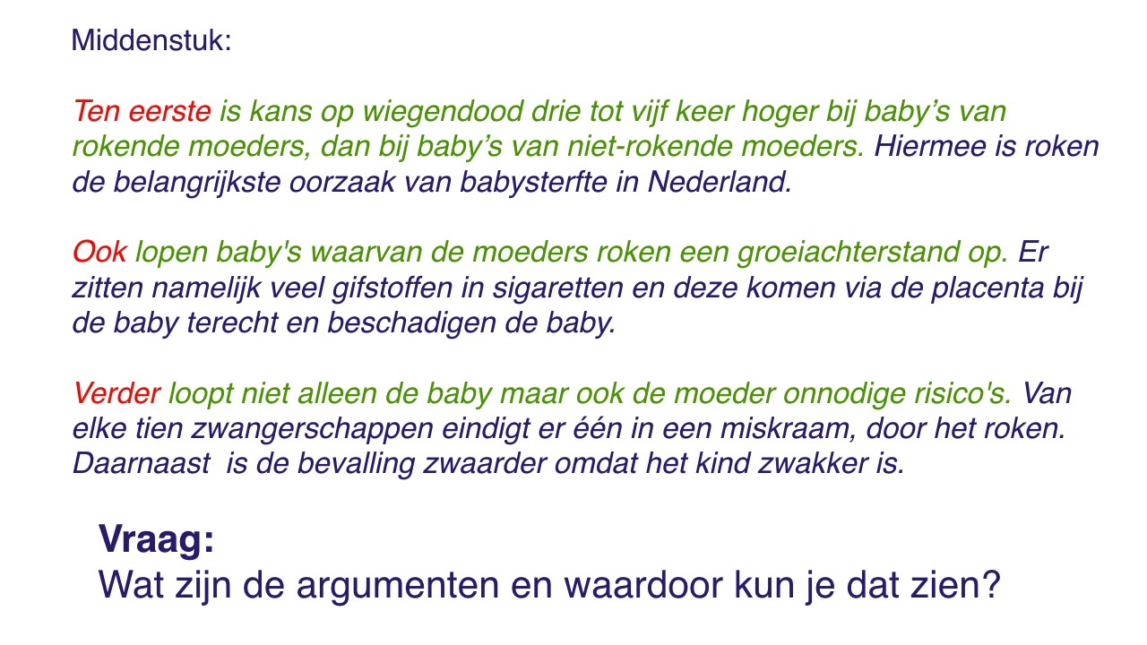 Instructie standpunt en argument in tekst