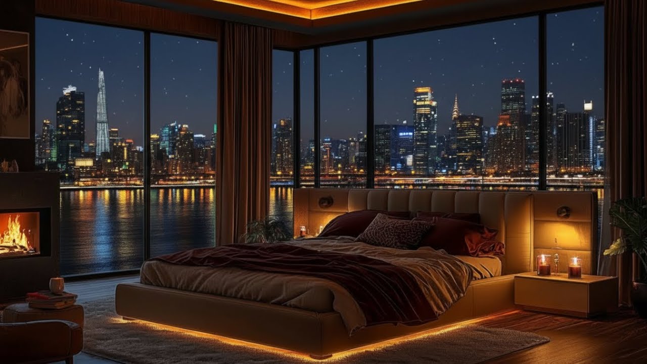 White Rain Noise for Emotional Balance | Warm Bedroom Atmosphere at Night