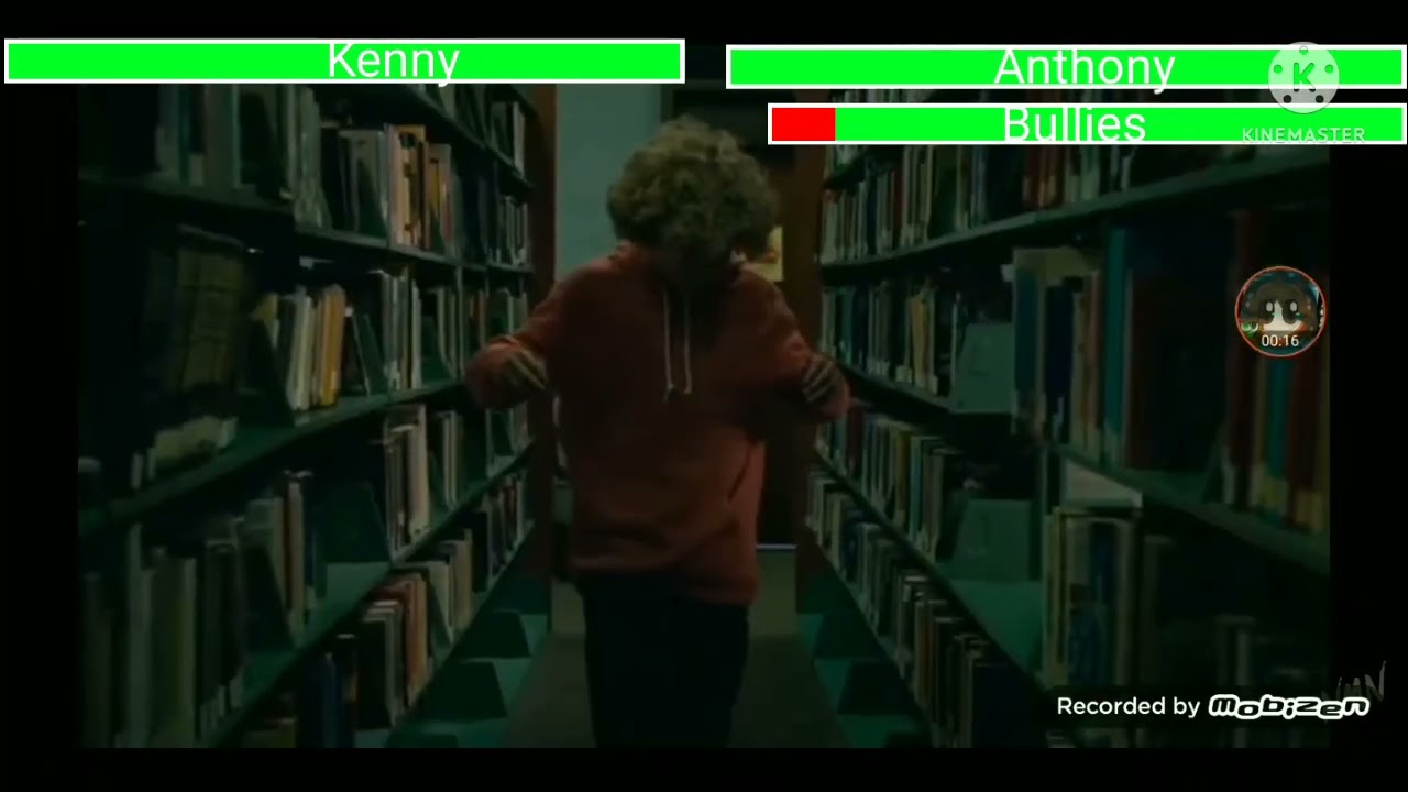 Kenny vs Anthony and bullies with healthbars Library fight Cobra Kai Season 4