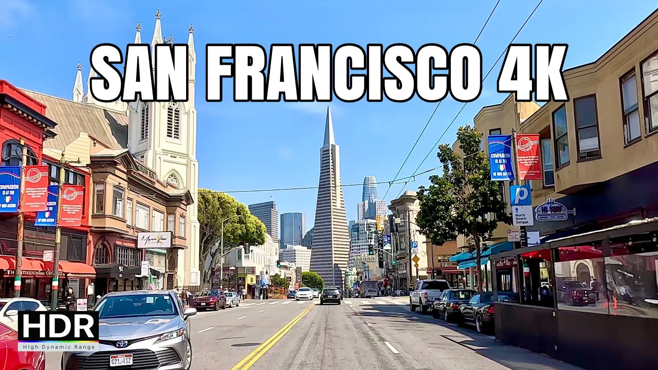 Driving San Francisco 4K, Bay Bridge, Chinatown, Union Square, Financial District