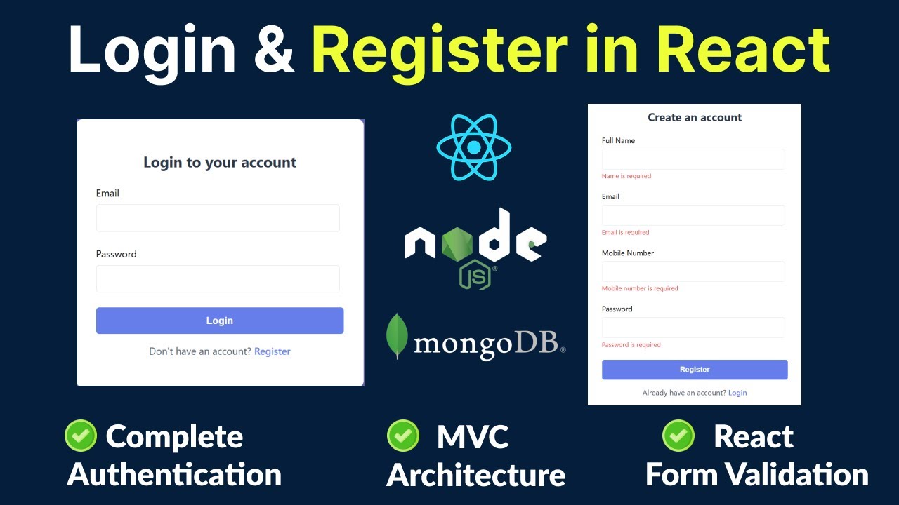 Login and Register using MERN Stack || Authentication in React, Node, Mongo DB & Express - 1