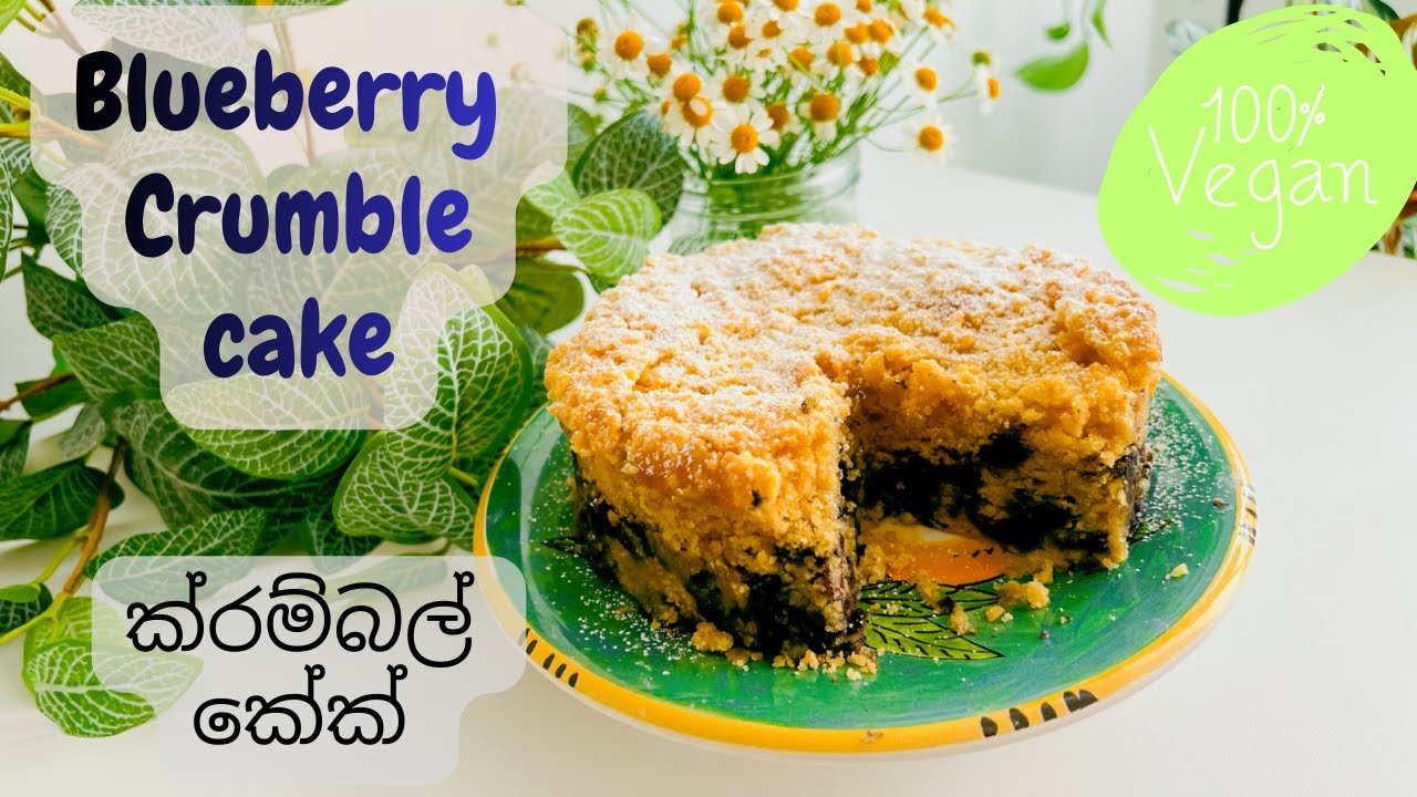 DK03 I Vegan Blueberry Crumble Cake| ලේසි වීගන් කේක් | No eggs | No Dairy milk
