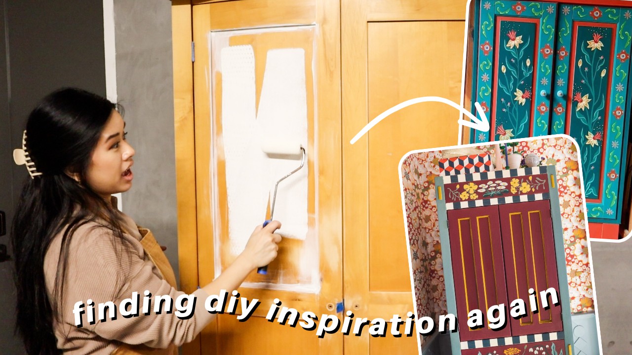 functional and ~colorful~ armoire to workstation thrift flip *folk art inspired*