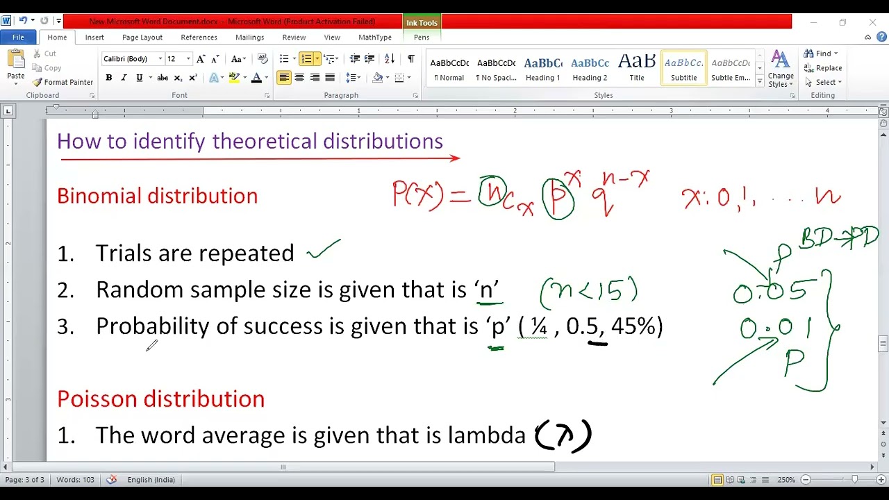 2ND PUC STATISTICS = HOW TO IDENTIFY THEORETICAL DISTRIBUTIONS