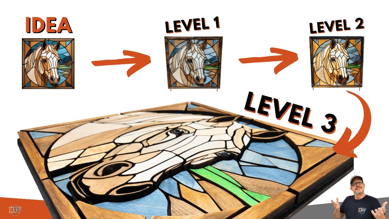 Laser-Cut Pine Boards into 2.5D Stained Glass Illusion Art