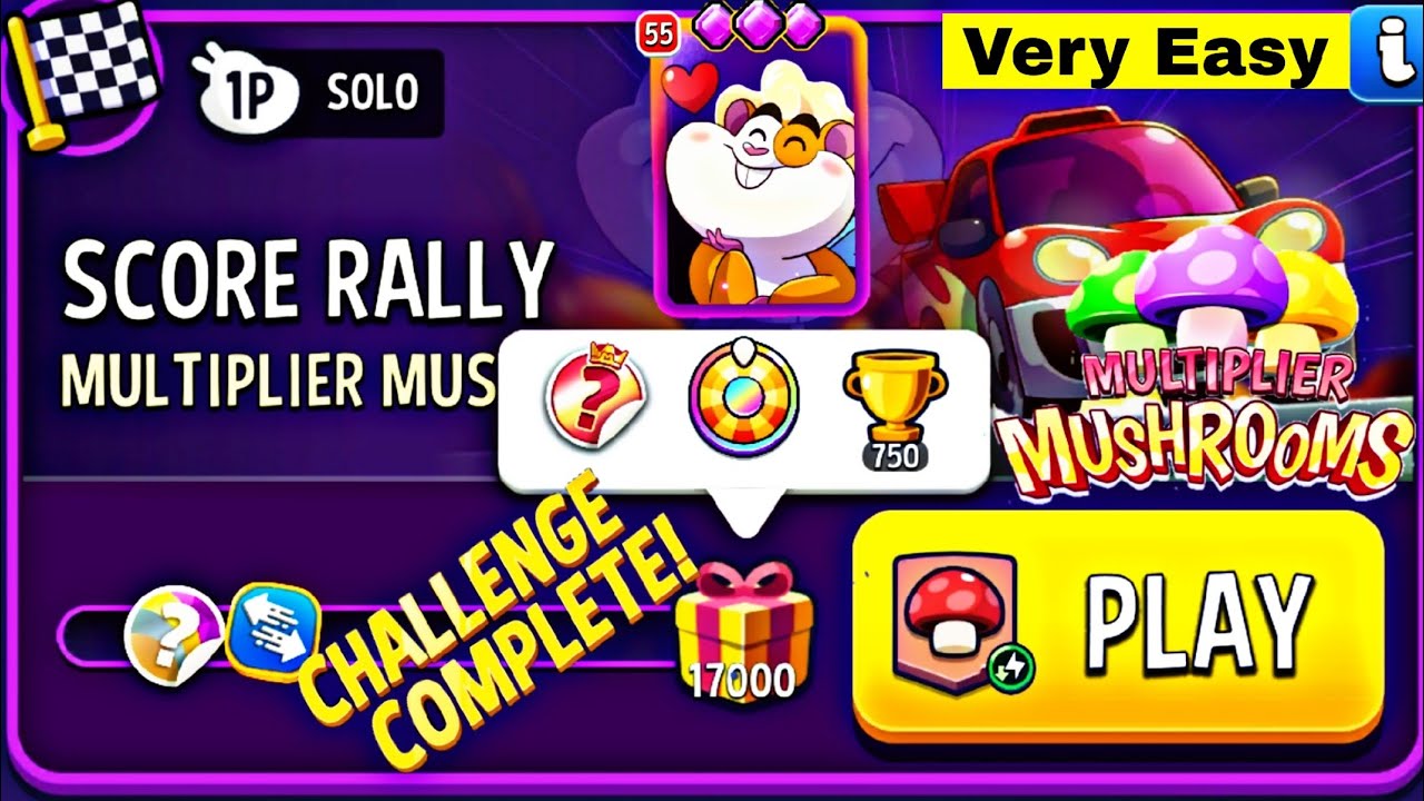 Multiplier mushrooms Vinnie solo challenge | match masters | mushrooms score rally
