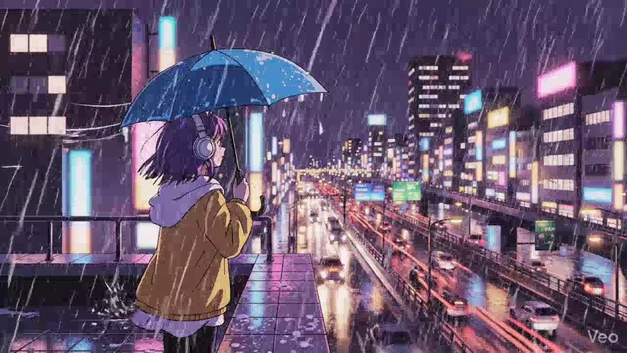 Calm Rainy Night 🌧️ Lofi Chillhop in Japanese Neon City