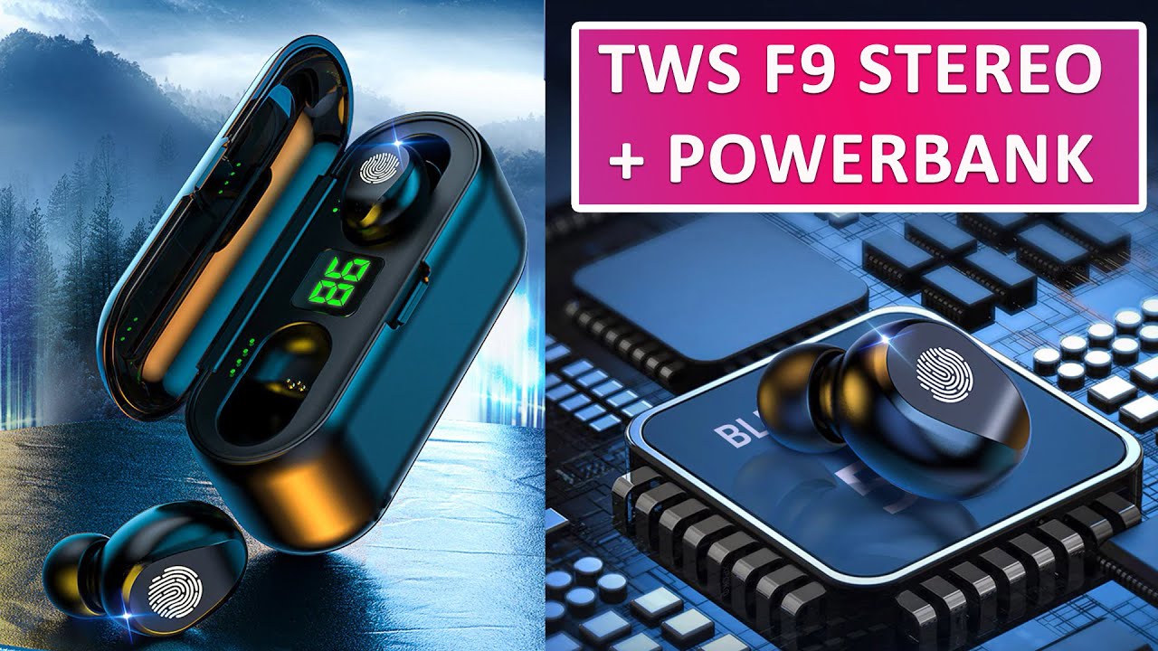 БЕСПРОВОДНЫЕ НАУШНИКИ TWS F9 - POWER BANK BLUETOOTH 5.1