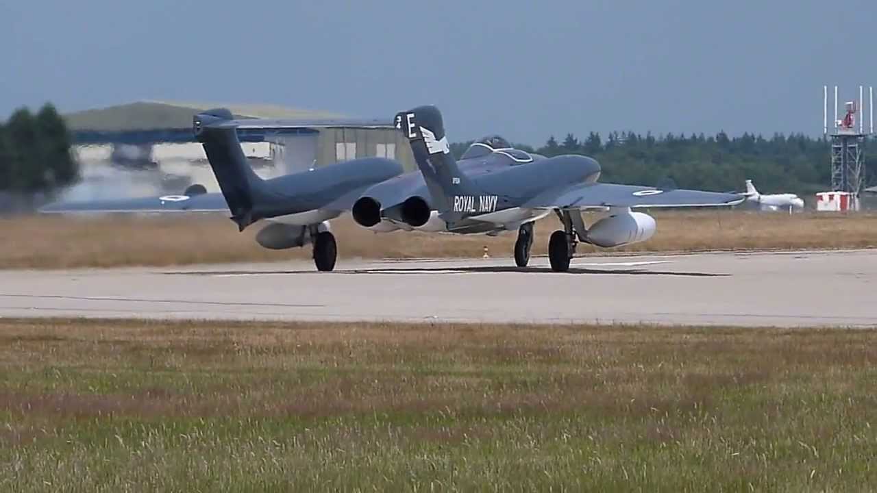 Sea Vixen XP924 departs Bournemouth Hurn Airport 13-07-13