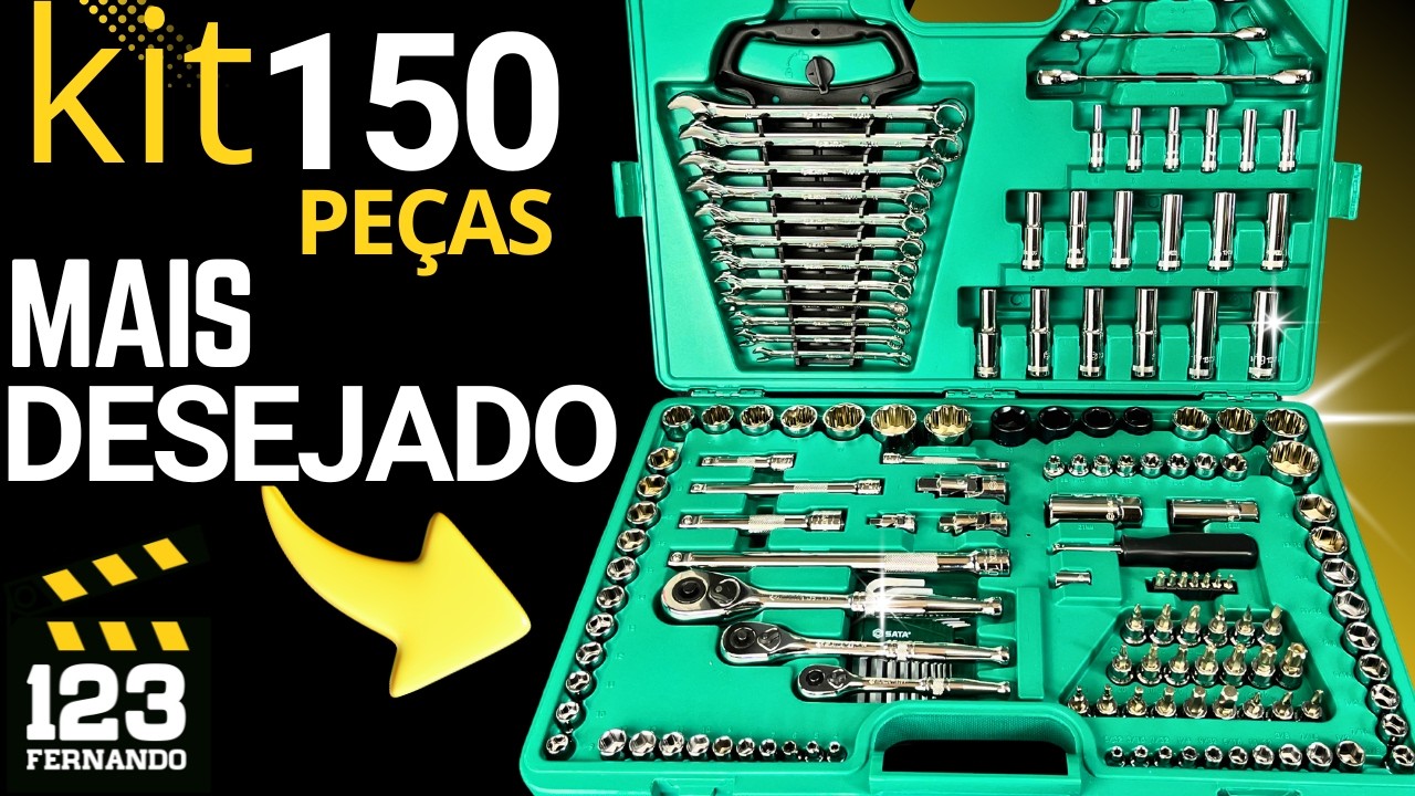 O KIT DE FERRAMENTAS MAIS PROCURADO POR MECÂNICOS 150 PEÇAS SATA COM CATRACAS 1/4'' + 3/8'' e 1/2''