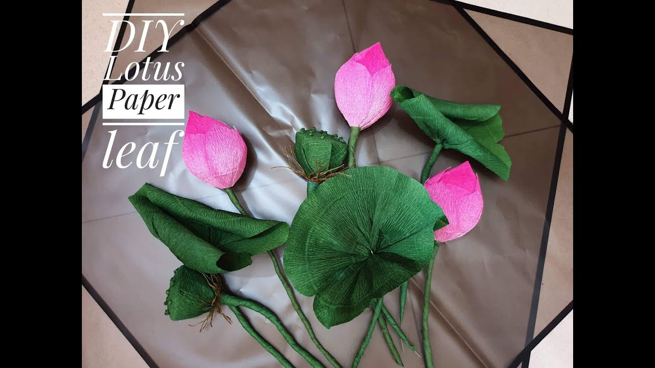 How To Make Lotus Paper Leaf From Crepe Paper - Hướng Dẫn Làm Lá Sen Đài Sen Giấy Nhún