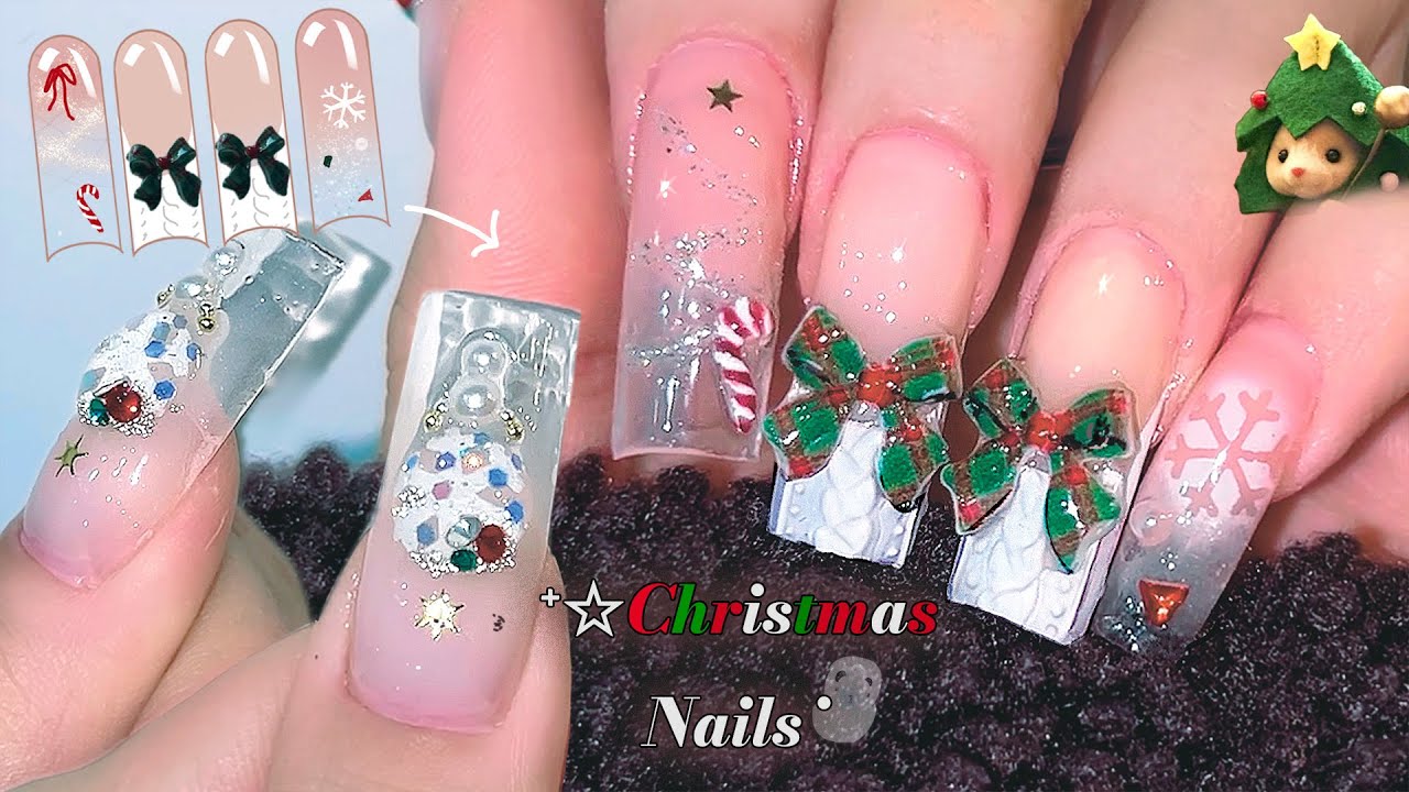 Рождественский маникюр 🎄 | Снежный шар и вязаные ногти | ASMR