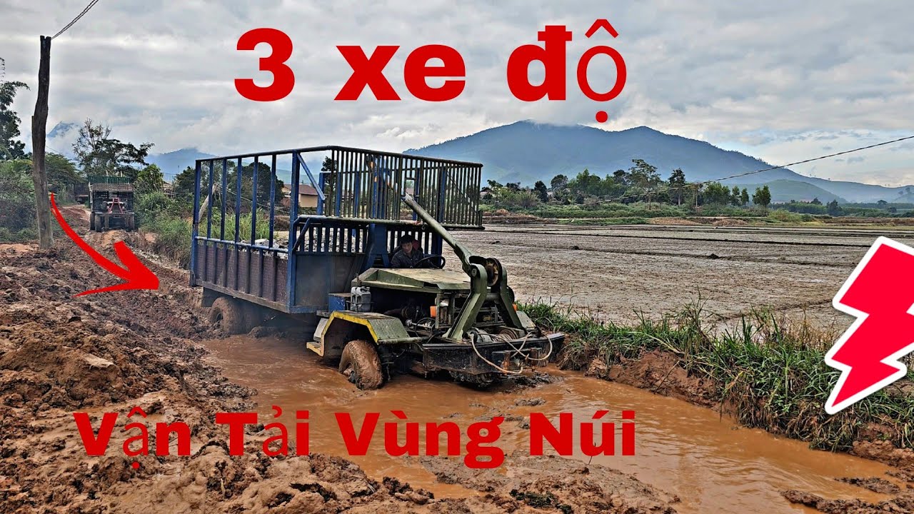 Xe 3 xe độ chở đã đi sửa đường lầy lội trông ngày hôn nay 