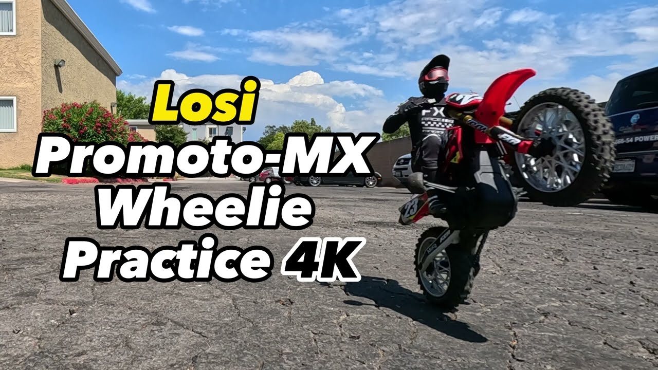 Losi Promoto-MX Wheelie Practice 4K (With crash blooper)