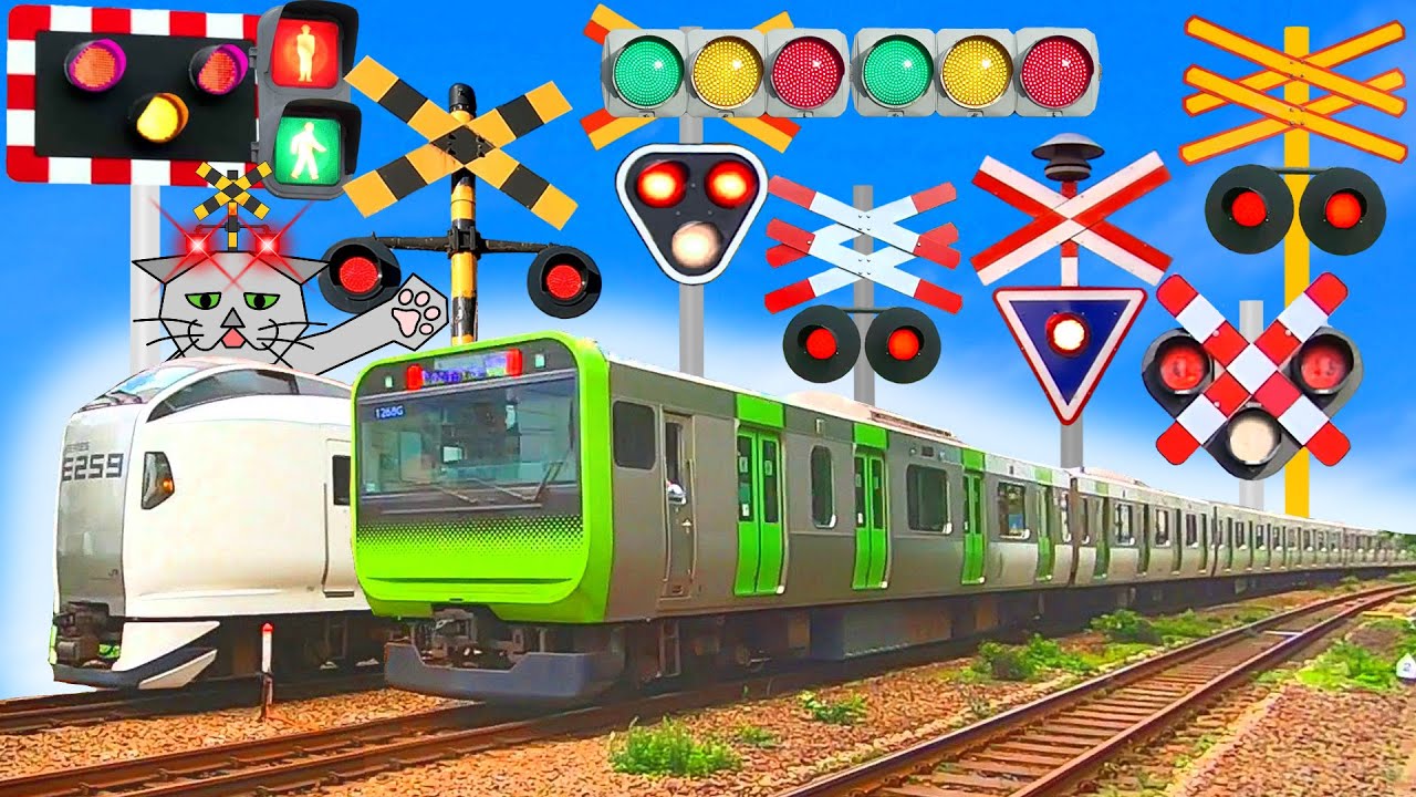 【電車】おもしろい踏切 信号 Funny railroad crossings and trains 山手線
