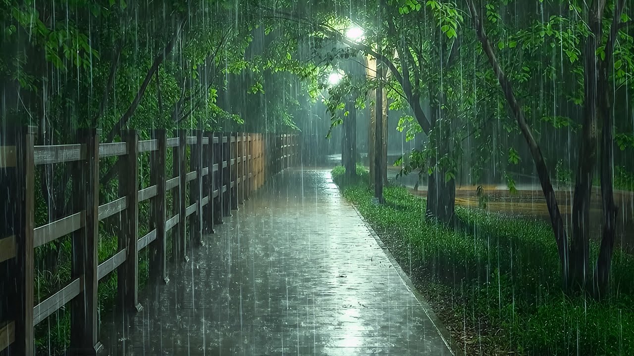 Beat Insomnia Quickly with Gentle Rain on Quiet Night Road | Rain Sounds ASMR for Sleep Deeply