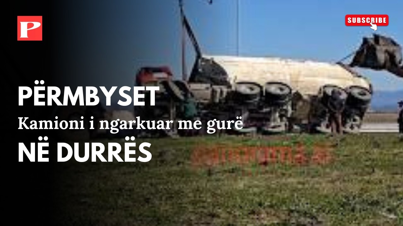 Kamioni i ngarkuar me gurë përmbyset në mes të rrugës në Durrës, raportohet se...