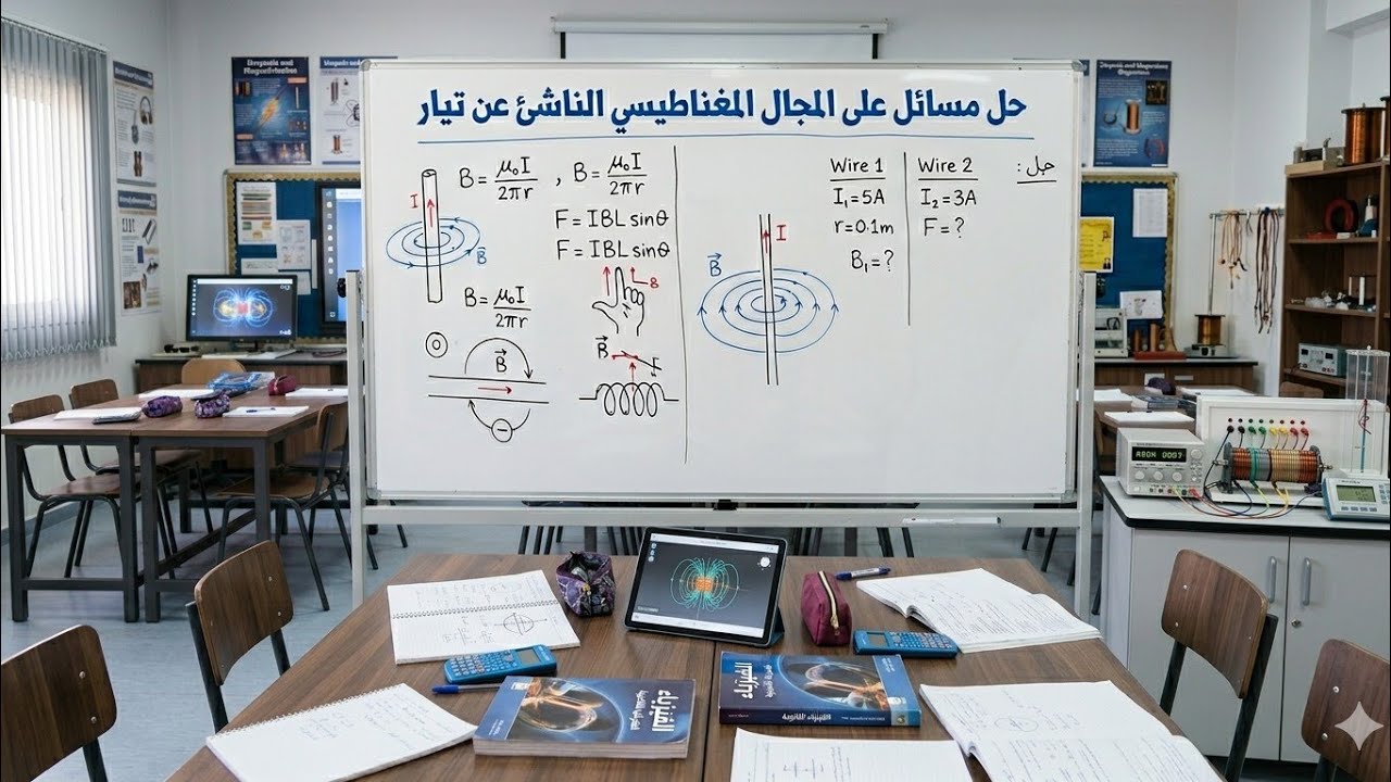 الحصة 10 / حل مسائل على الدرس الثاني المجال المغناطيسي 
