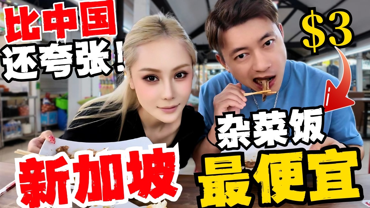 🔥全球最贵新加坡竟然还有这价钱的饭菜？3元撑到吐！中国夫妻瞬间感觉没那么贫穷了！我单方面宣布：新加坡是这个星球性价比最高的发达国家！狮城VS马来西亚杂菜饭报价完全不一样！竟然不是靠猜？