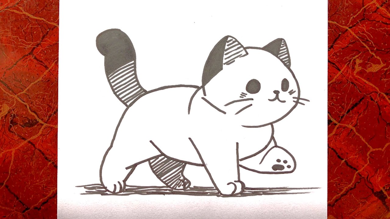 Easy PENCIL Drawing of a Cute Cat 🐱 