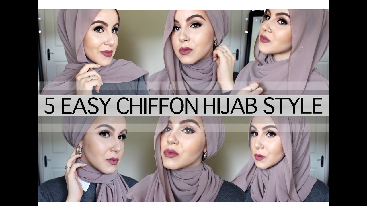 5 EASY CHIFFON HIJAB STYLE♡ -USING NO PINS! | Amina Chebbi
