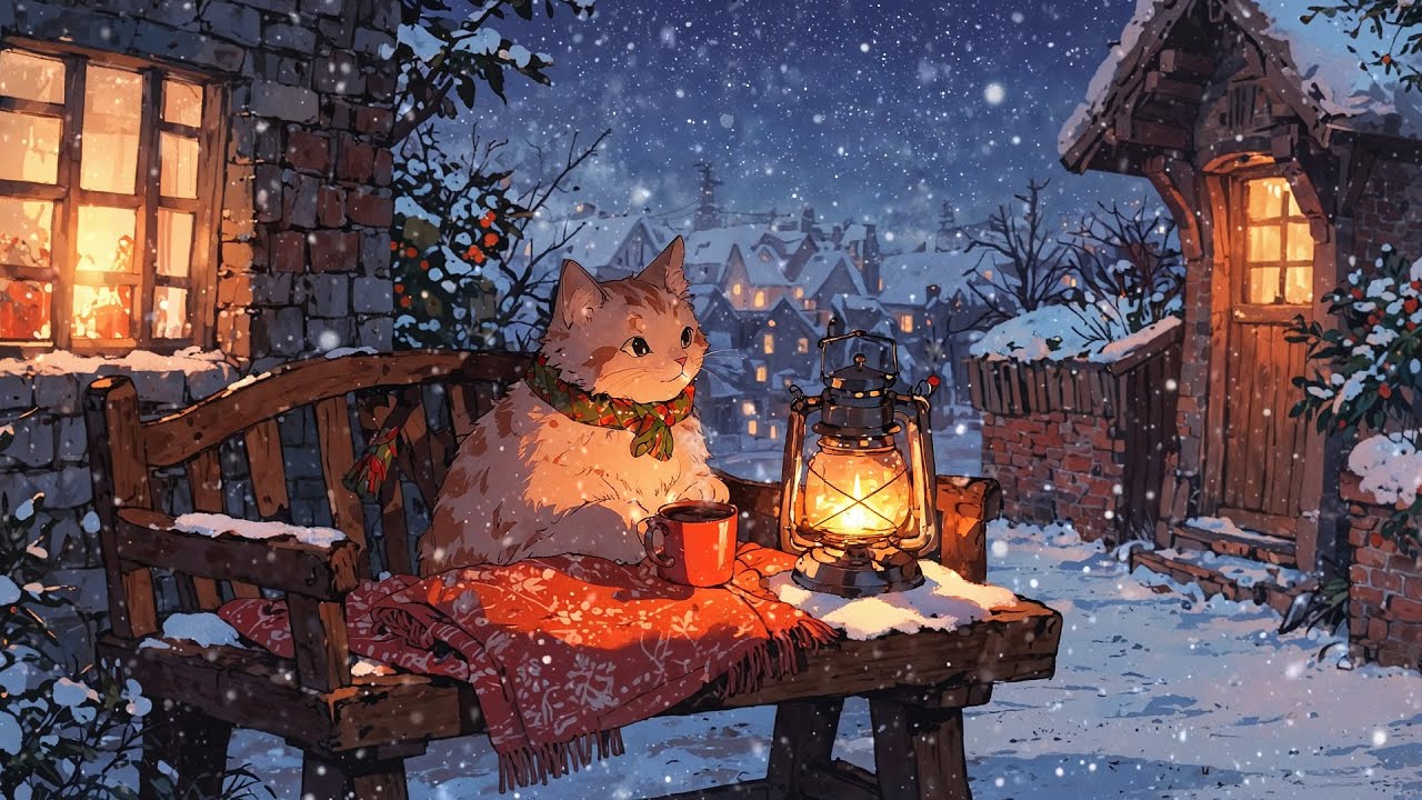 silent snowfall lofi night ❄️ | warm fireplace & soft beats