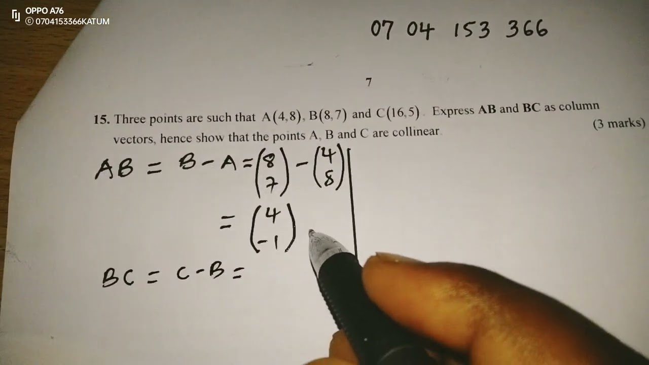 MATHS PAPER 1. PARALLEL VECTORS AND COLLINEARITY